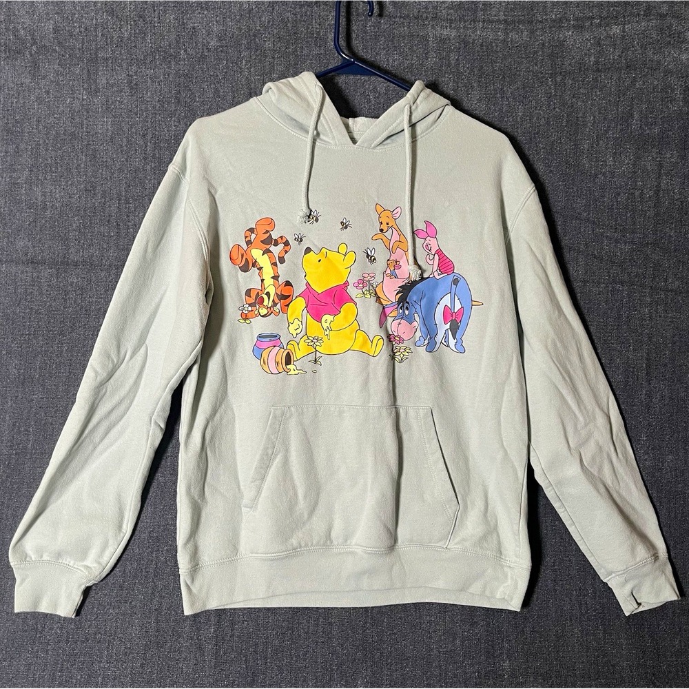 Disney Winnie the Pooh Girls Gray Pullover Fleece Hoodie Pockets L (11-13)